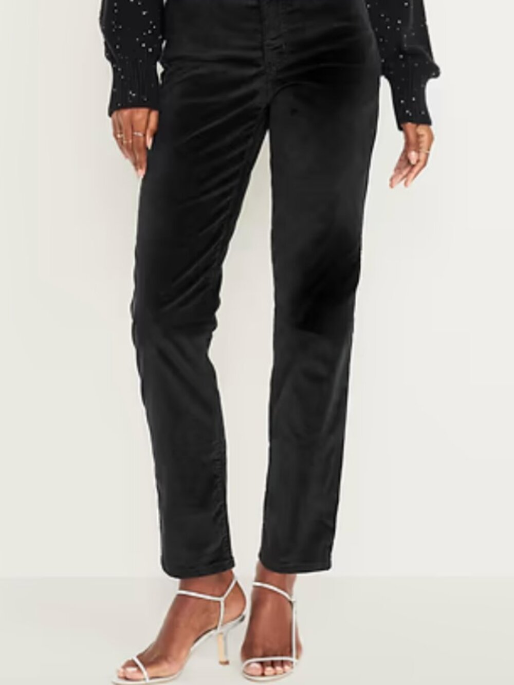 High-Waisted Velvet OG Straight Ankle Pants